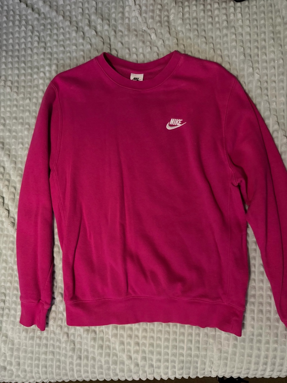 Nike Men's Magenta Crewneck Sweatshirt with White Logo